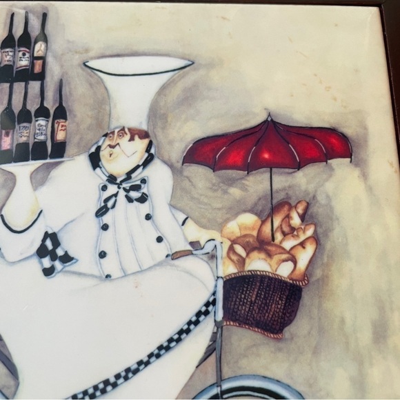 Jennifer Garant ‘Fat Chef’ Tile Trivet Wood Frame Decor - Picture 6 of 15